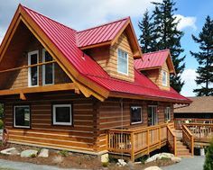 red cabin metal roof